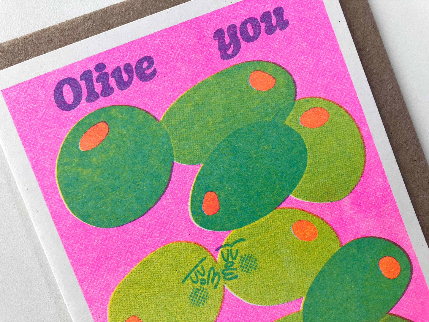 Olive you a lot! Riso Greetings Card
