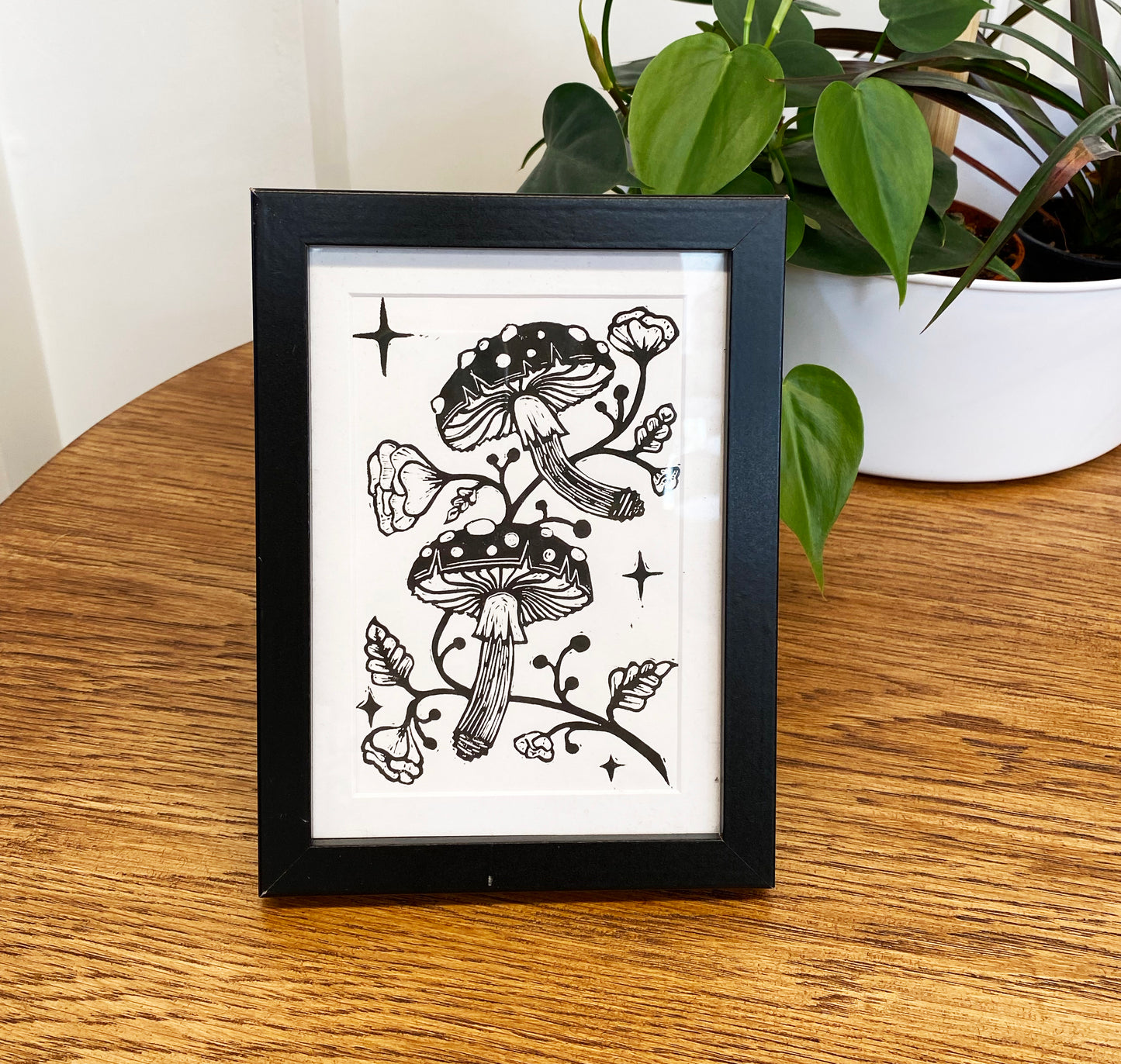 Mushroom Lino Cut by Drop Dead Arts and Crafts