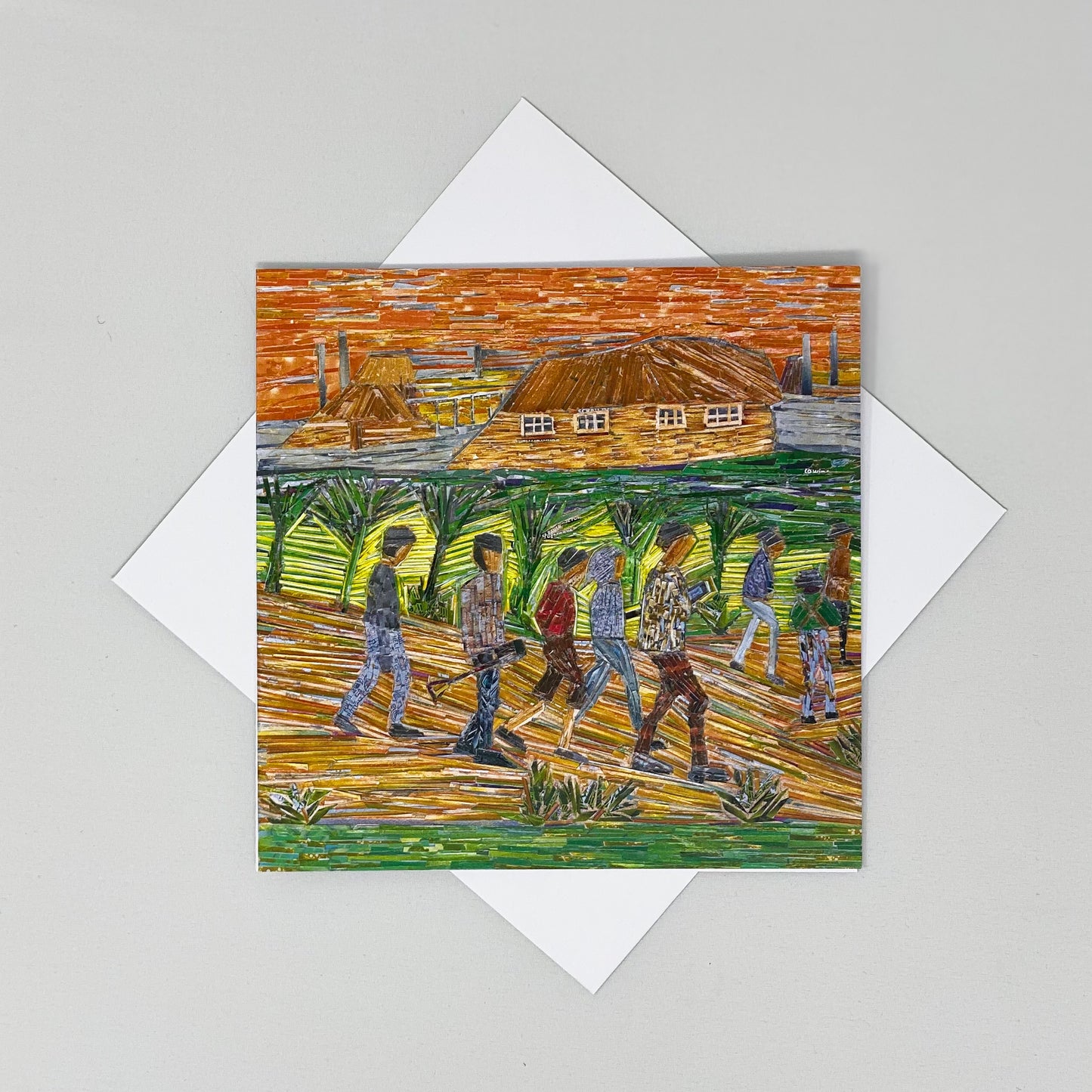 Going to Work Greetings Card by James Owen Thomas