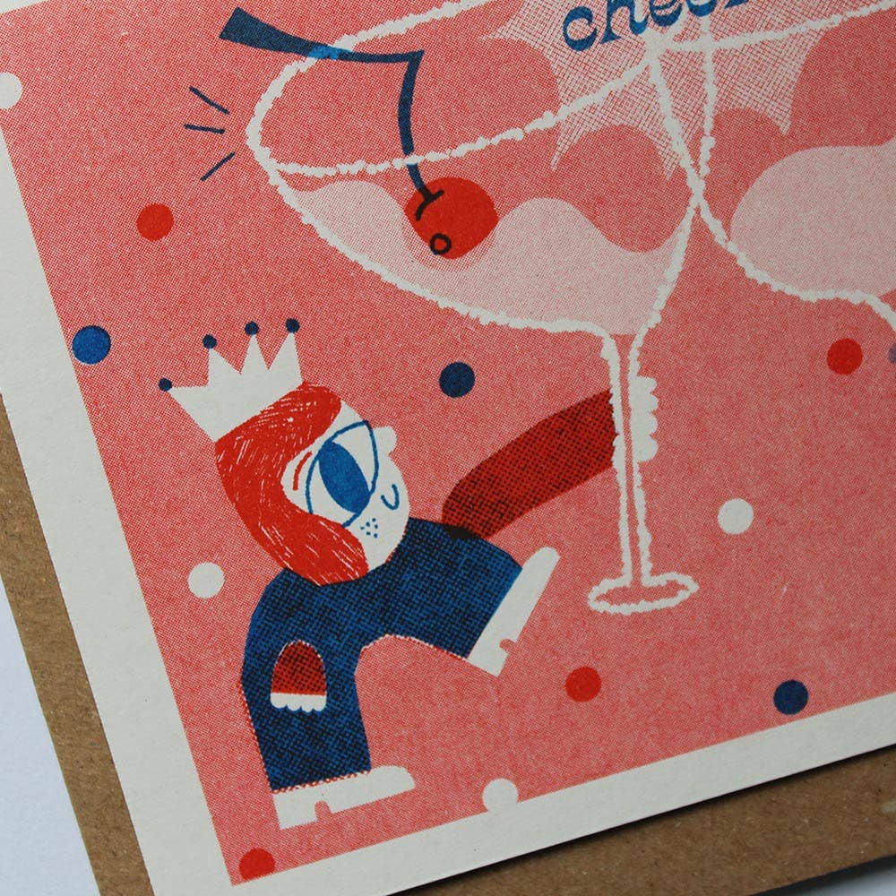 Cheers Riso Greetings Card 