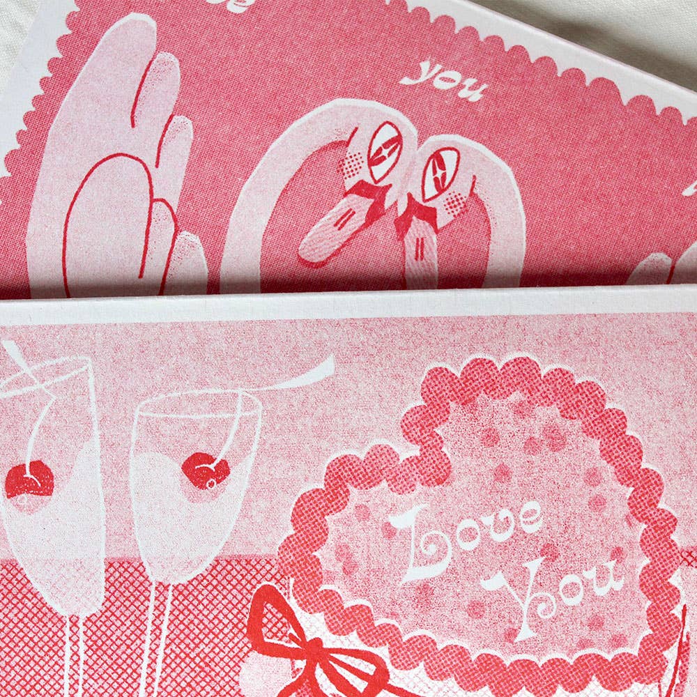 Love Swans  - A6 Riso Greetings Card  