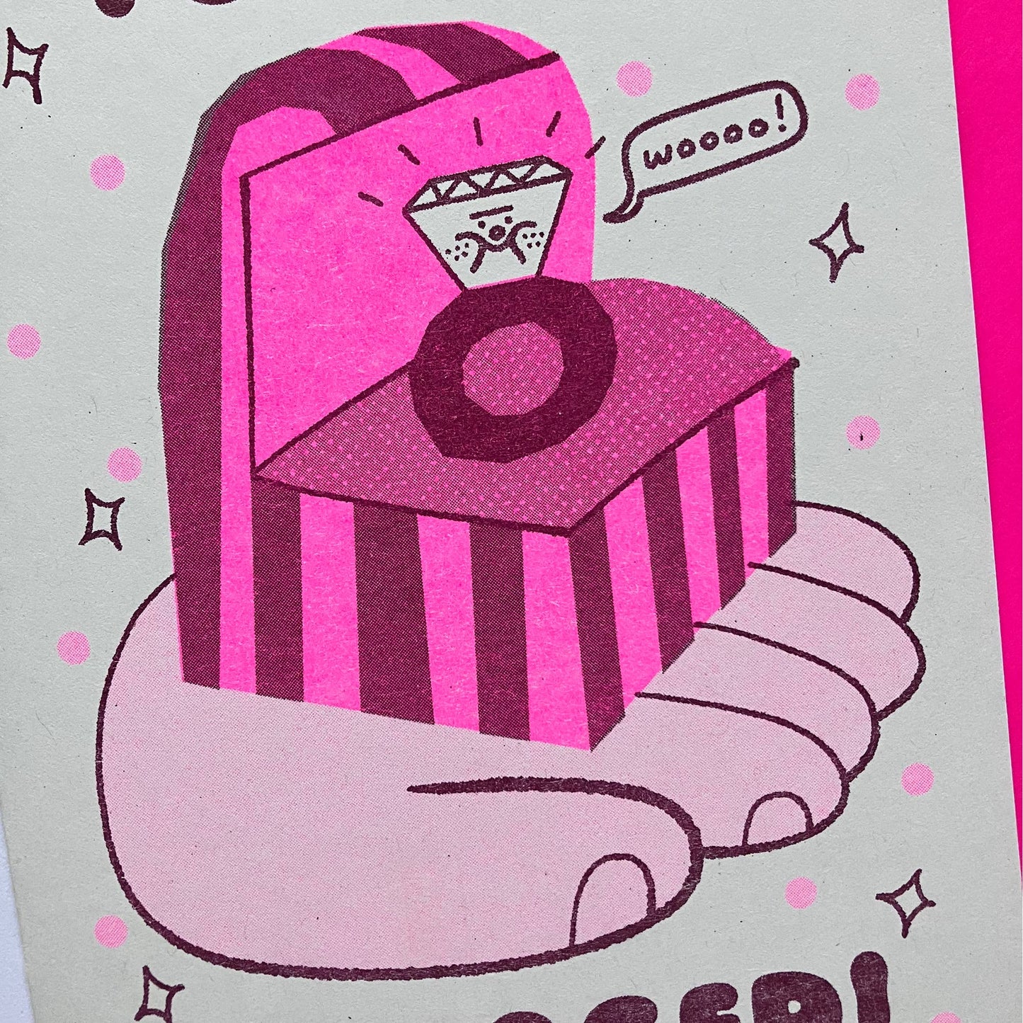 You got engaged! Riso Greetings Card  
