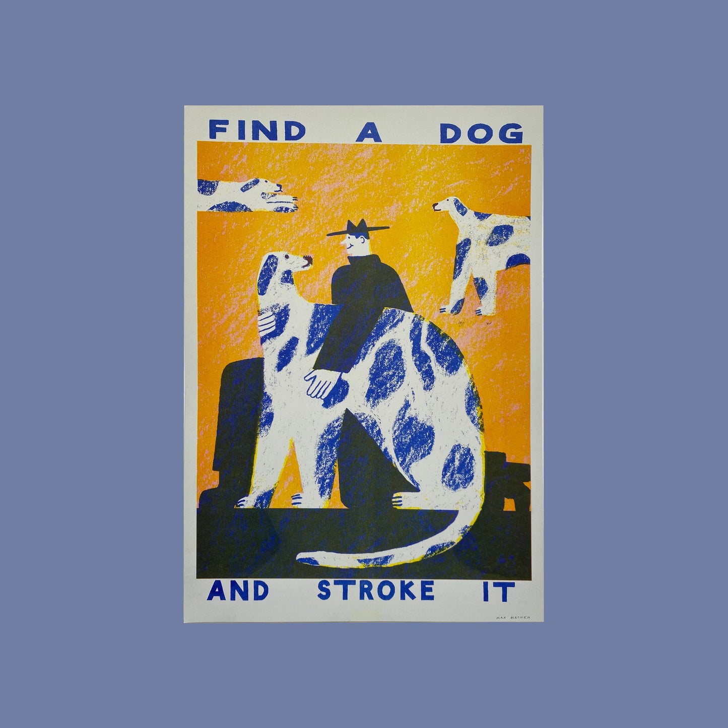 Stroke a Dog Riso Print A3 by Max Machen