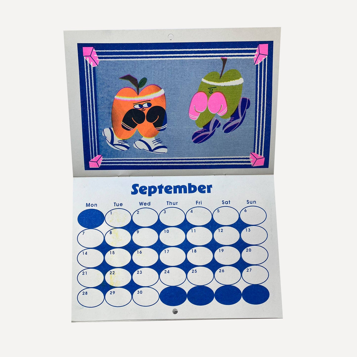 2026 Seasonal Fruit and Veg Risograph Calendar by Rebecca Buchanan