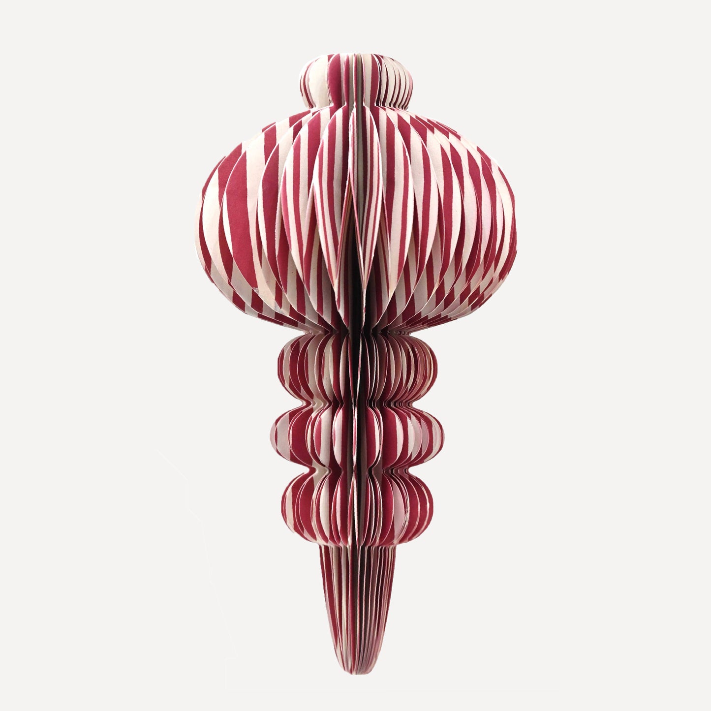 Indian Recycled Paper Fold-Away Bauble Decoration: Berry Stripes