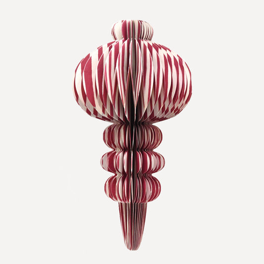 Indian Recycled Paper Fold-Away Bauble Decoration: Berry Stripes