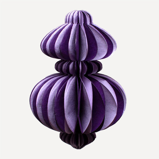 Indian Recycled Paper Fold-Away Bauble Decoration: Lilac