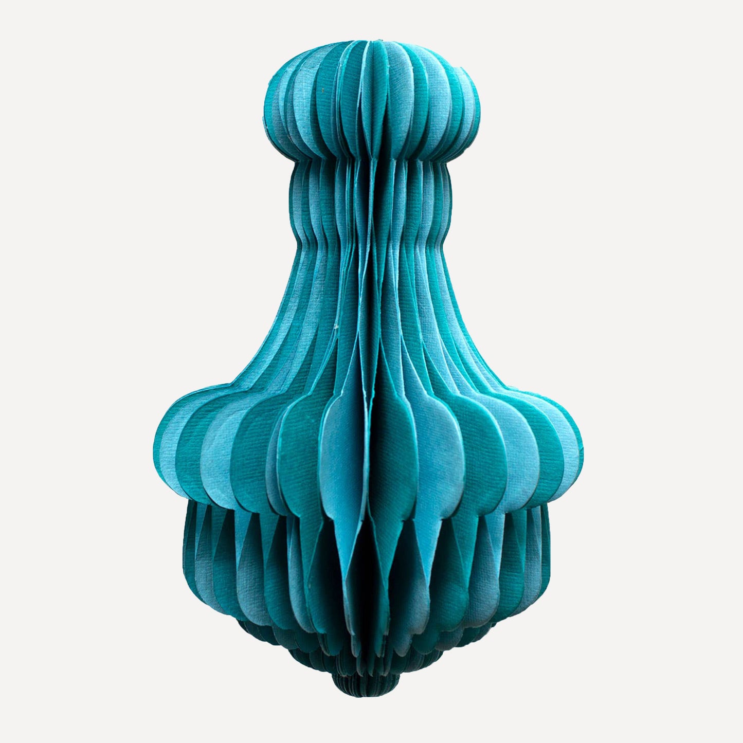 Indian Recycled Paper Fold-Away Bauble Decoration: Turquoise Large