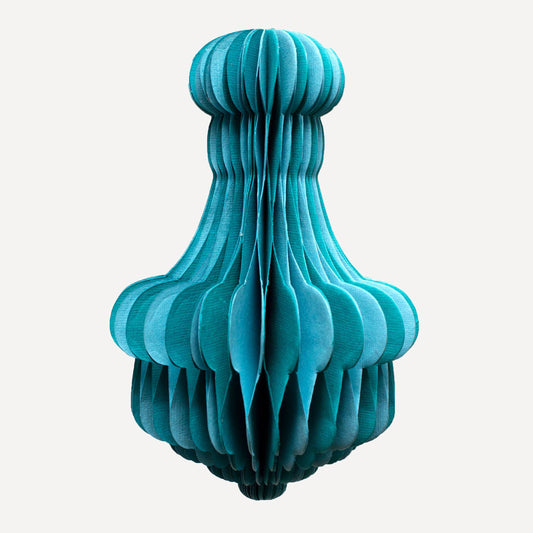 Indian Recycled Paper Fold-Away Bauble Decoration: Turquoise Large