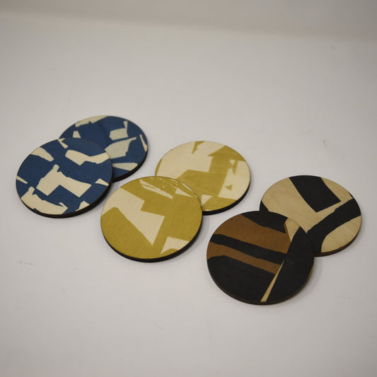Screen Printed Plywood Coaster Set by Sophie Amelia Design