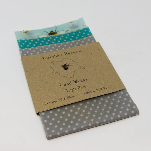 Wax Food Wraps by Yorkshire Beeswax 3 Pack