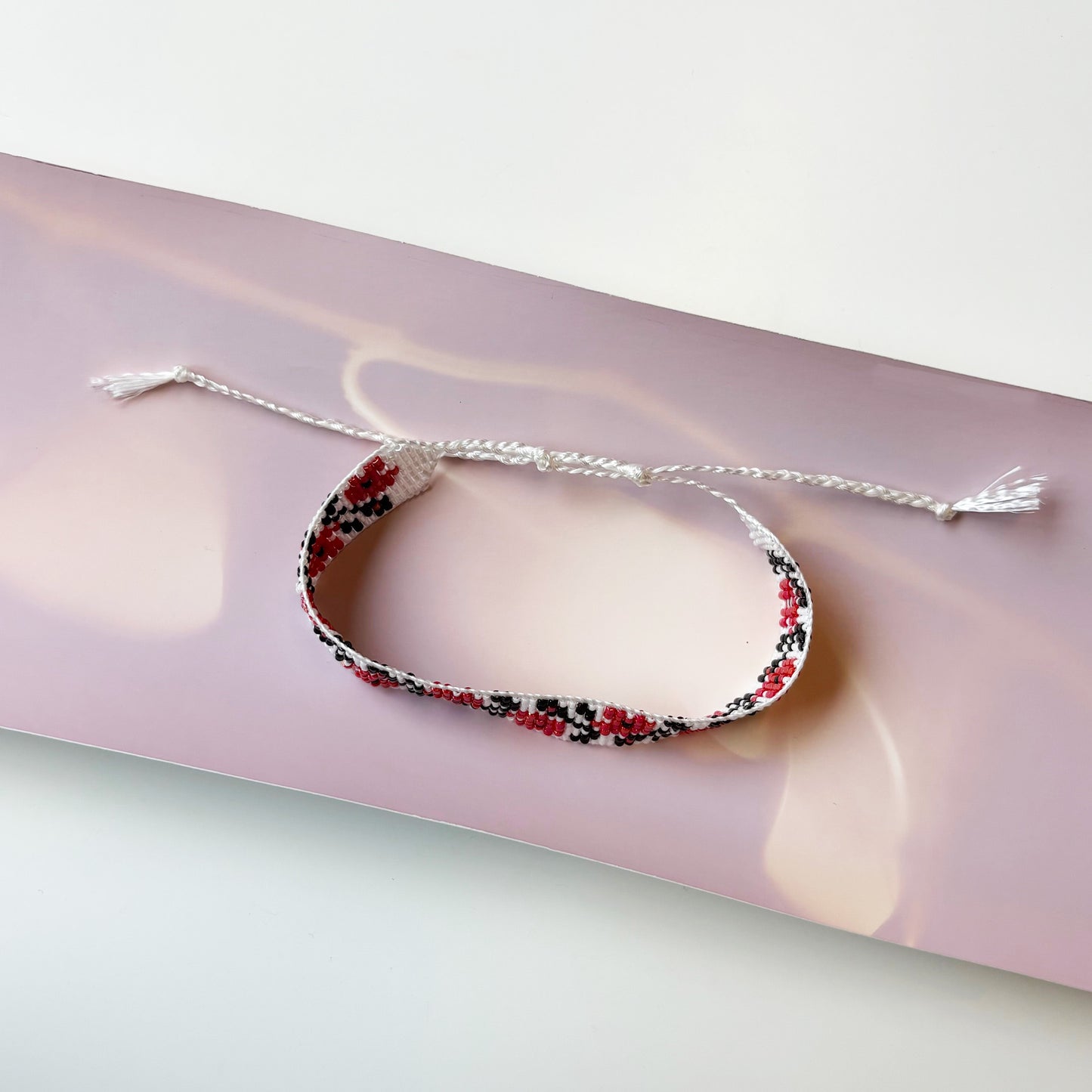 Ukranian Print Miyuki Bead Adjustable Tie Bracelet