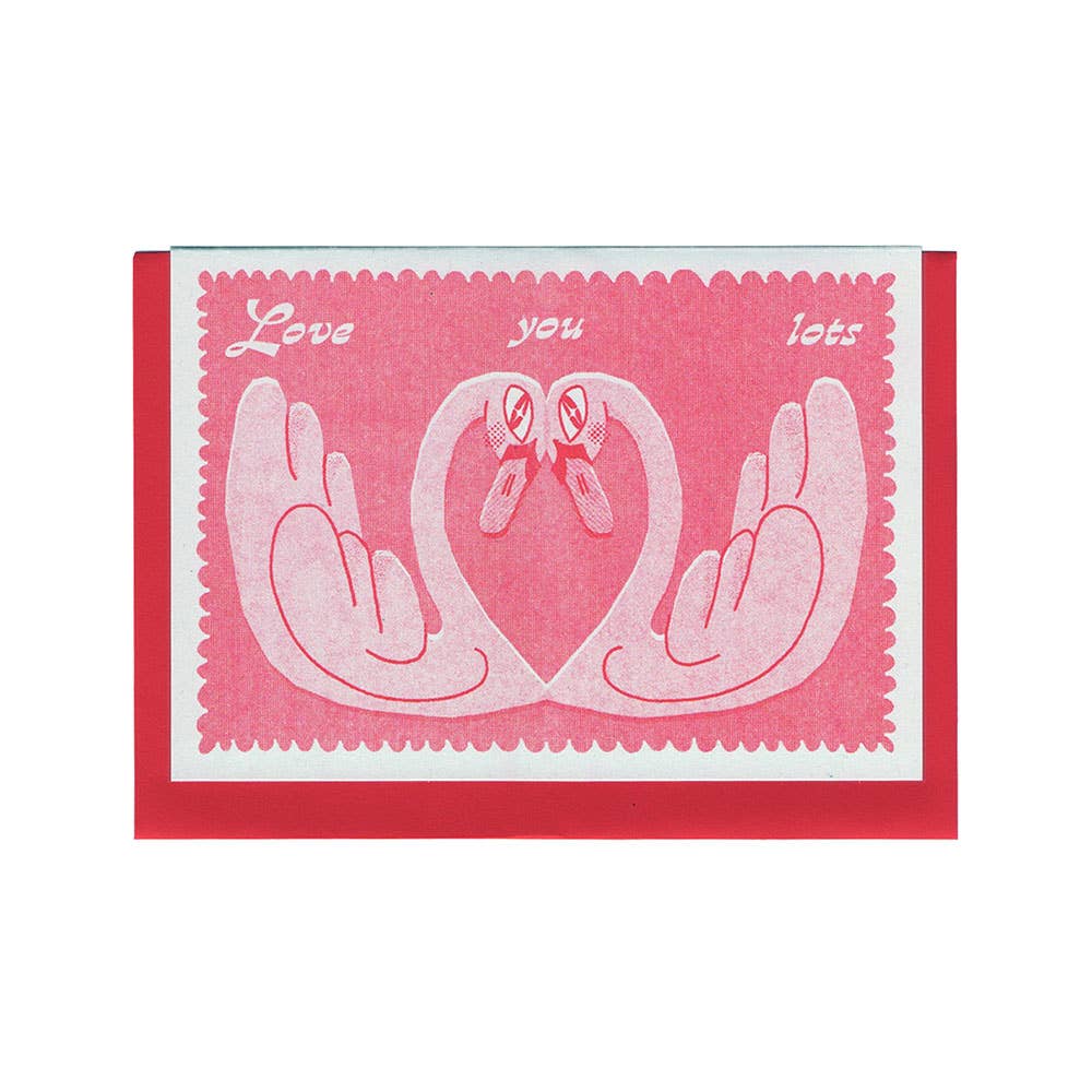 Love Swans  - A6 Riso Greetings Card  