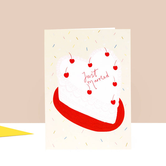 Heart Cake Wedding Card | Just Married | Wedding Cake Card