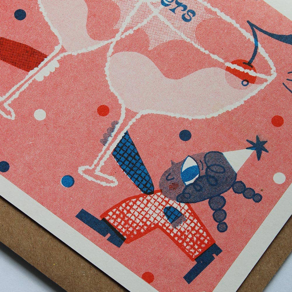 Cheers Riso Greetings Card 