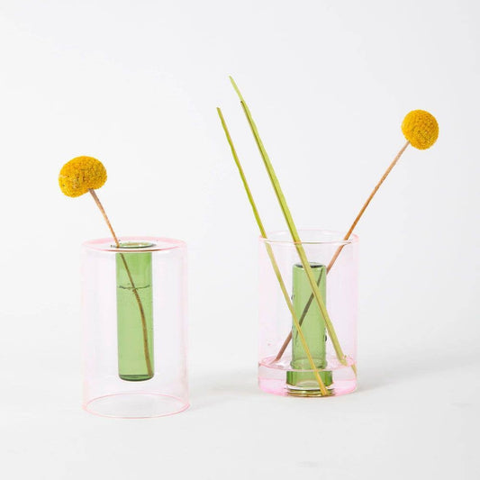 Reversible Glass Vase - Small: Pink/Green