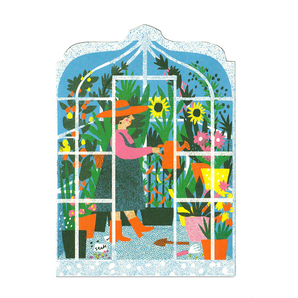 Greenhouse Shed Die Cut Card