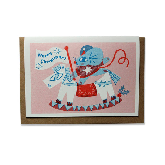 Xmas Mouse Riso Greetings Card