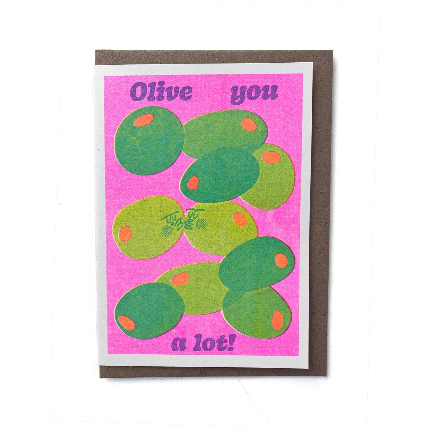 Olive you a lot! Riso Greetings Card 