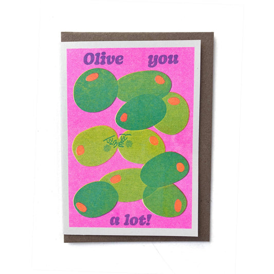 Olive you a lot! Riso Greetings Card 