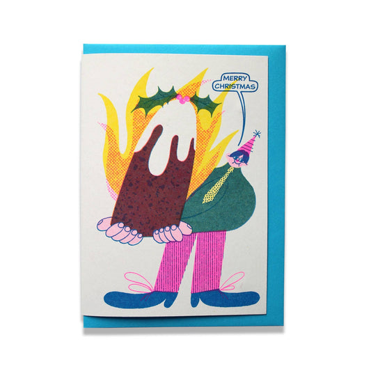 Xmas Pudding Riso Greetings Card  