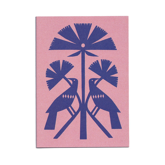 Blue Papercut Bird Greeting Card by Cait McEniff