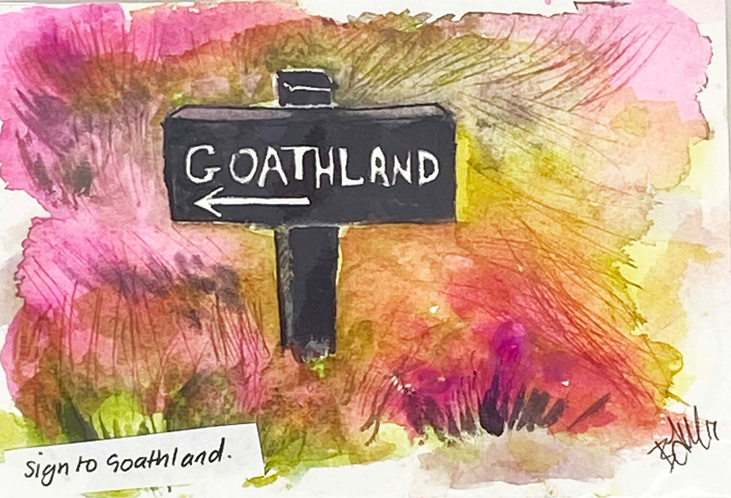 Sign to Goathland Watercolour by Burgette Matthews