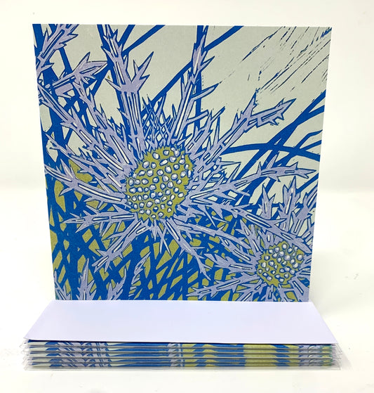 Sea Holly Greetings Card by Rachel Knowles