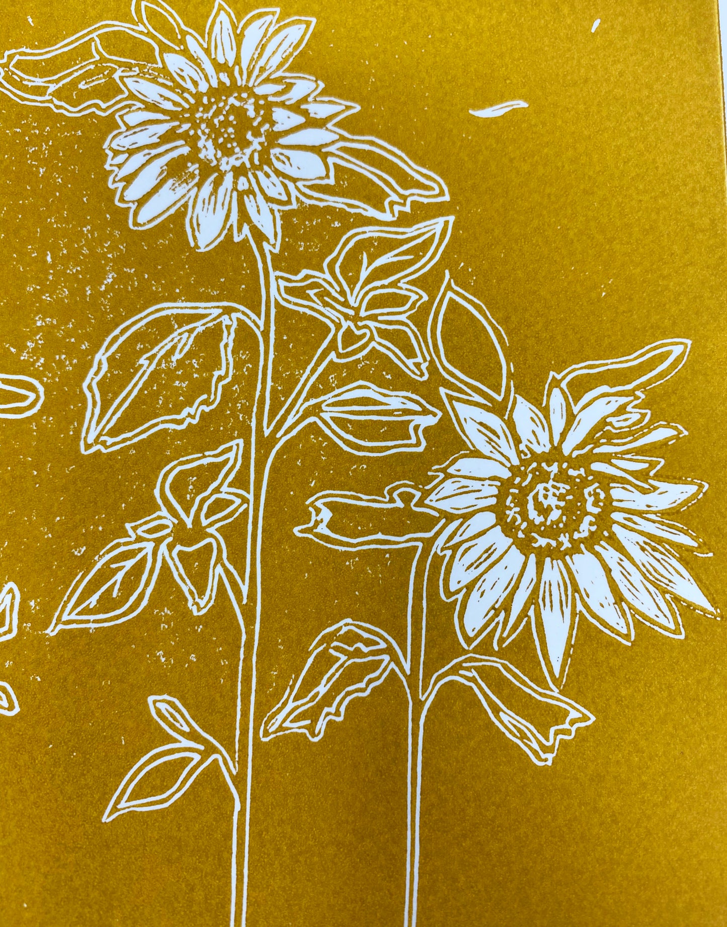 Sunflower Family Lino cut print by LDMDesign
