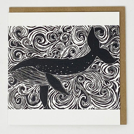Blue Whale & Swirls Card by LDMDesign