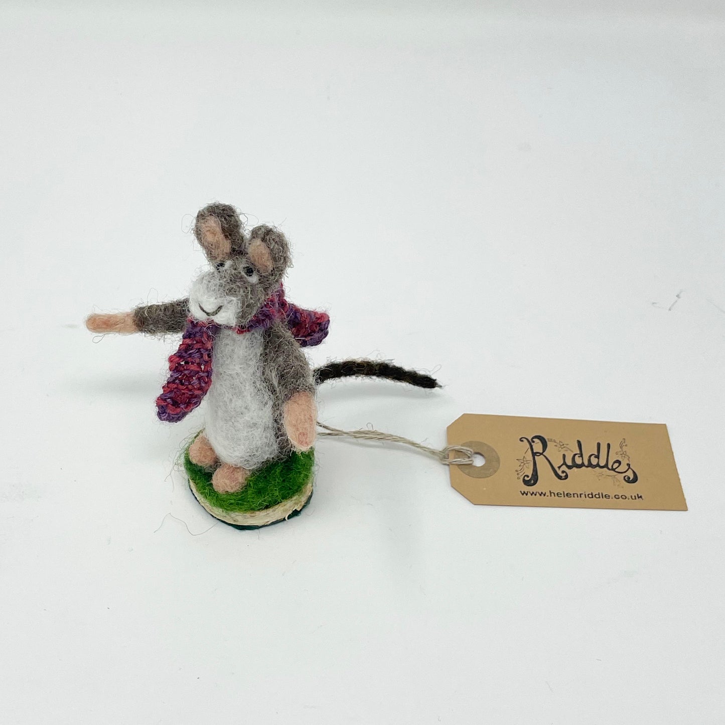 Hand Felted Mouse with Scarf by Helen Riddle
